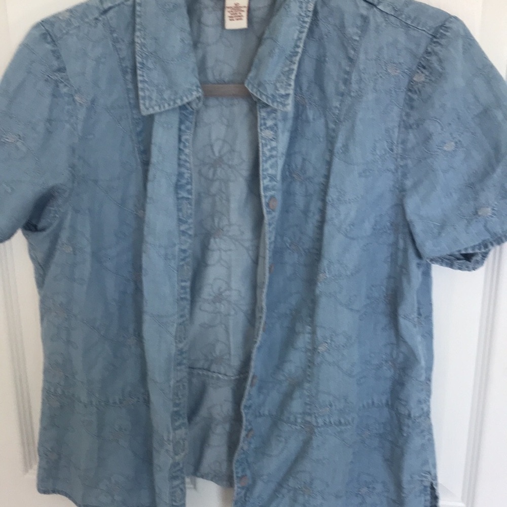 Light wash denim button up